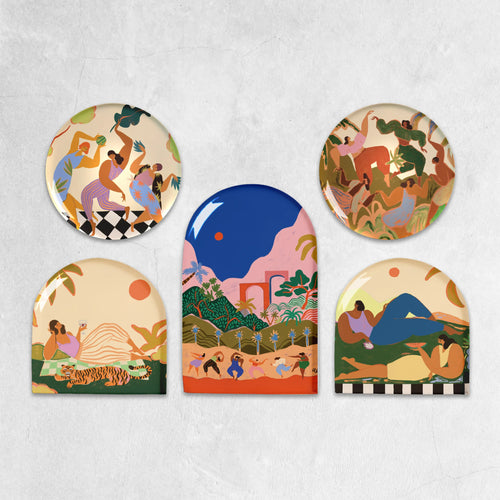 Dancing Away | Premium Metal Wall Art Panel | Set of 5