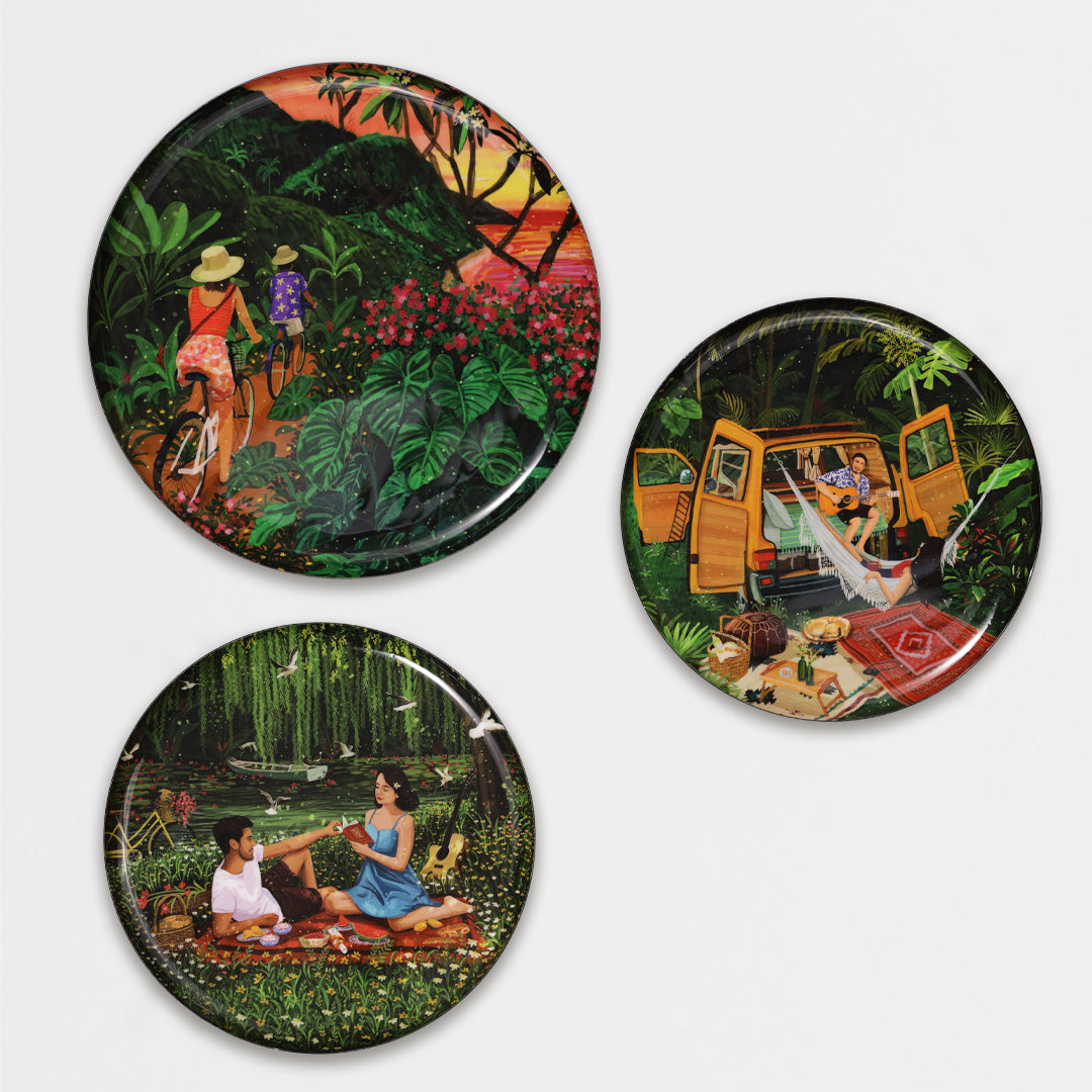 A set of 3 romance inspired metal decor plates | home decor goods 