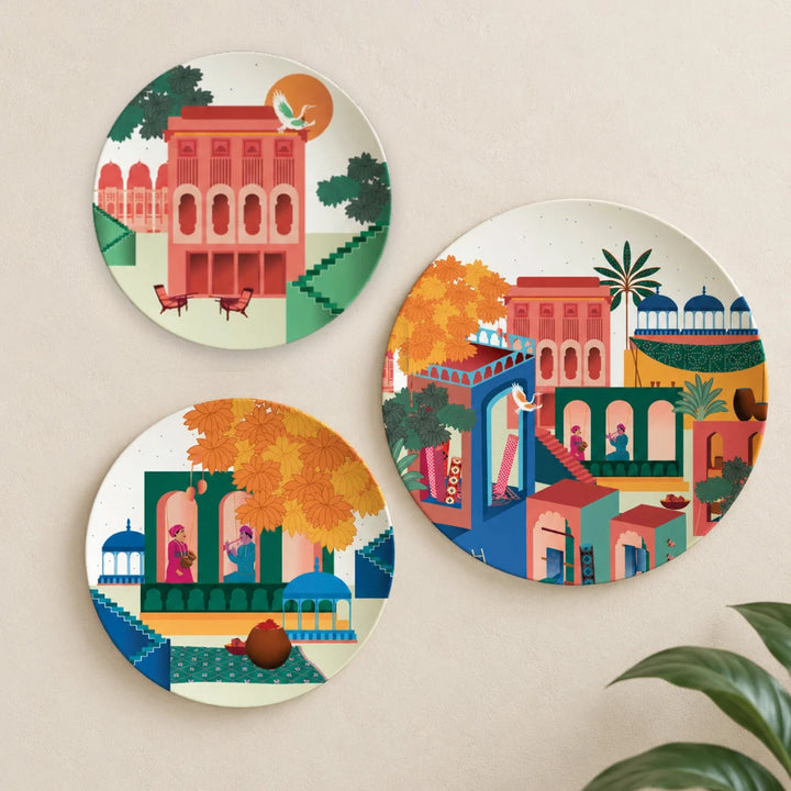 City of Pink Elegance | Premium Decor plate | Set of 3
