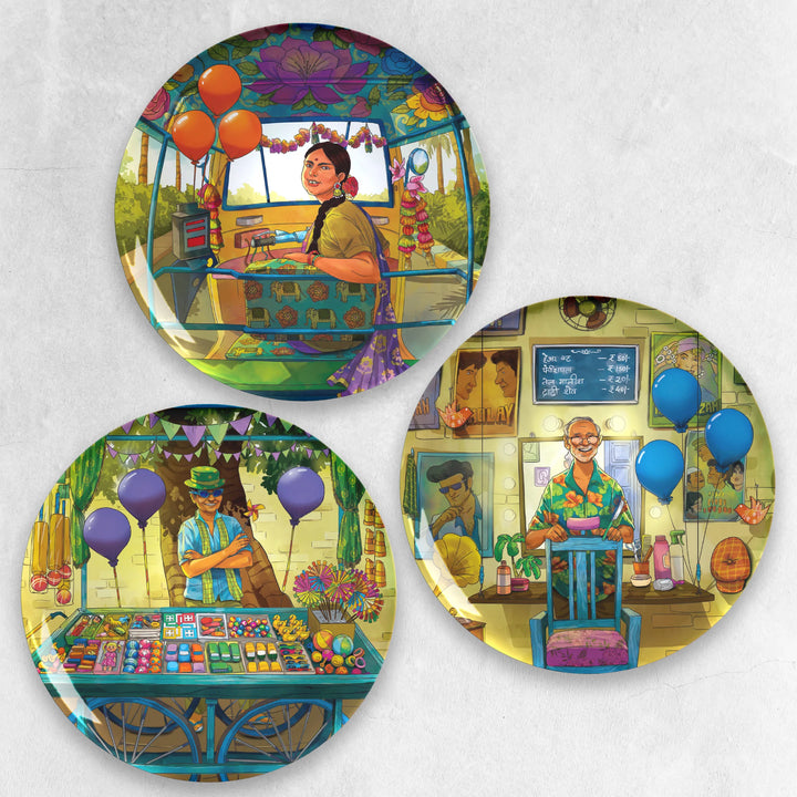 The Colourful Quirks | Premium Metal Decor | Set of 3