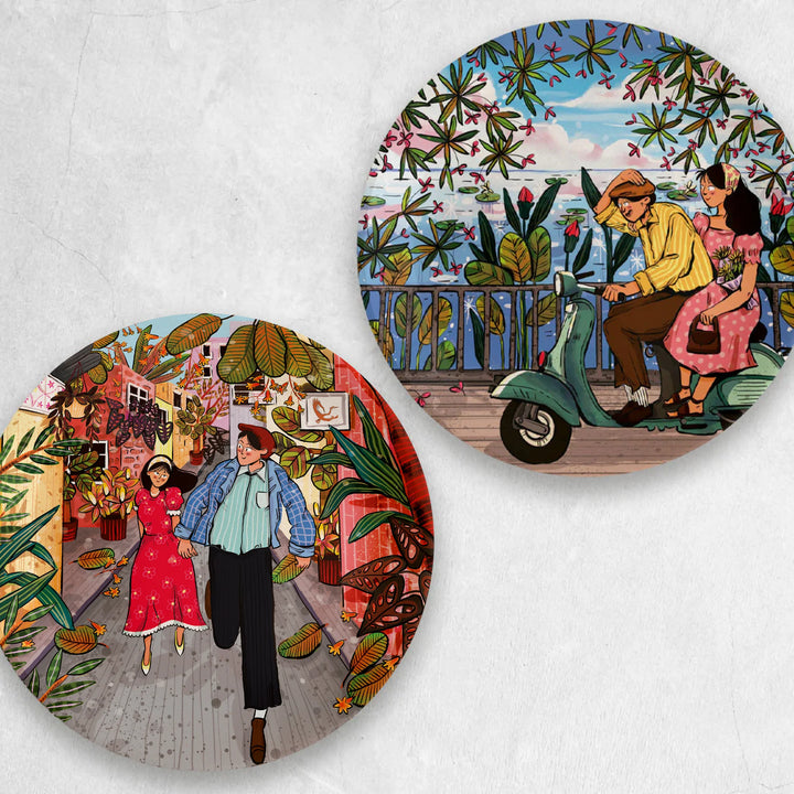 Alleys of Love | Ceramic Decor Plates | Set of 2