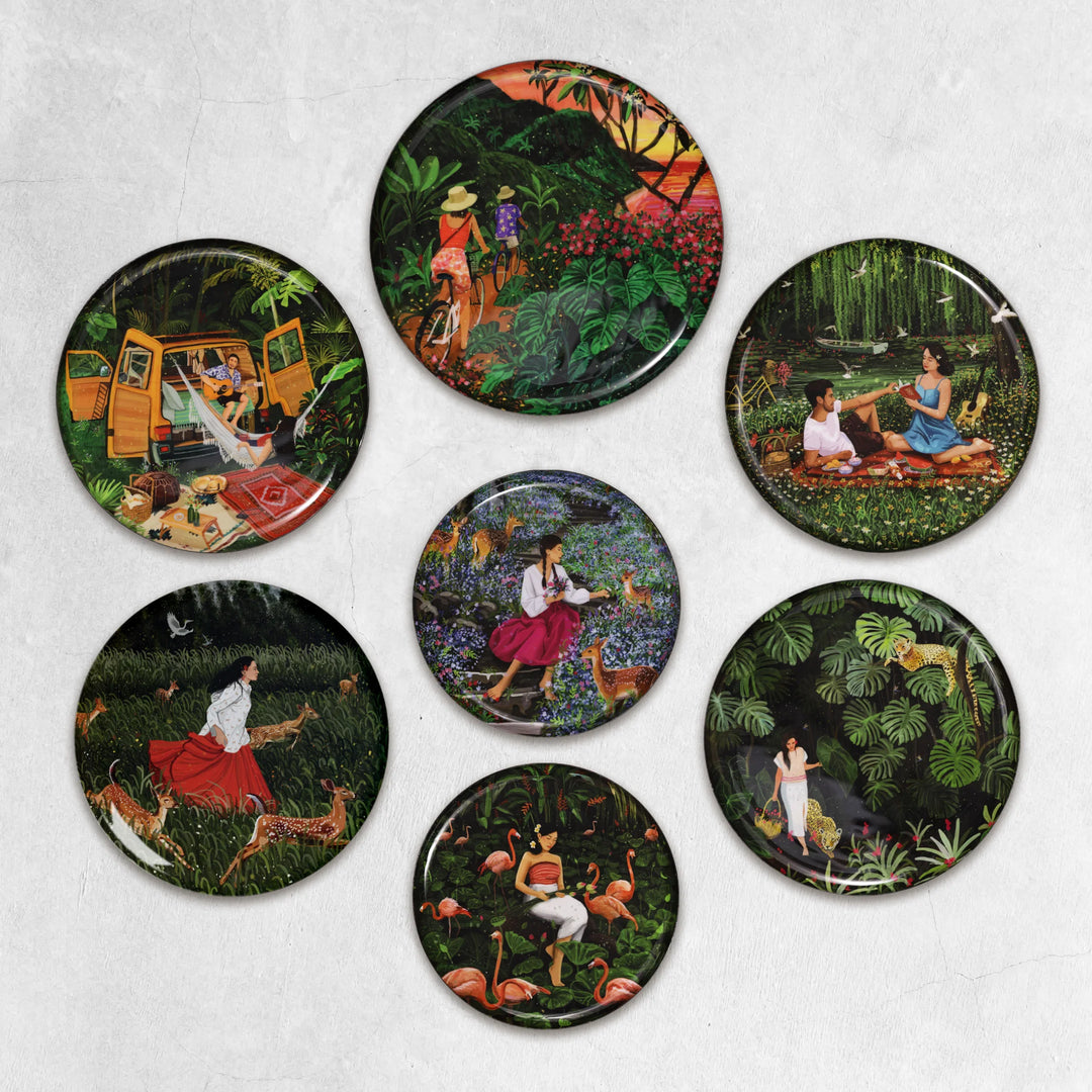 Showing love or friendship themed moments - Set of 7 wall plates 