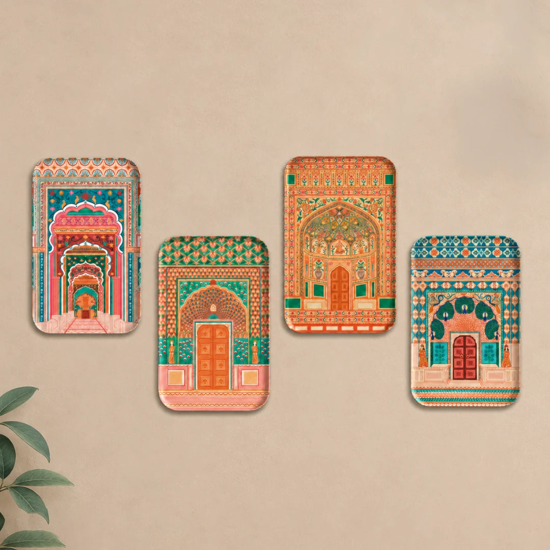Many Doors Home | Metal Decor Plates | Set of 4