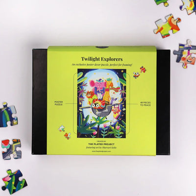 Packaging showing the Twilight Explorers Puzzle | home decor goods