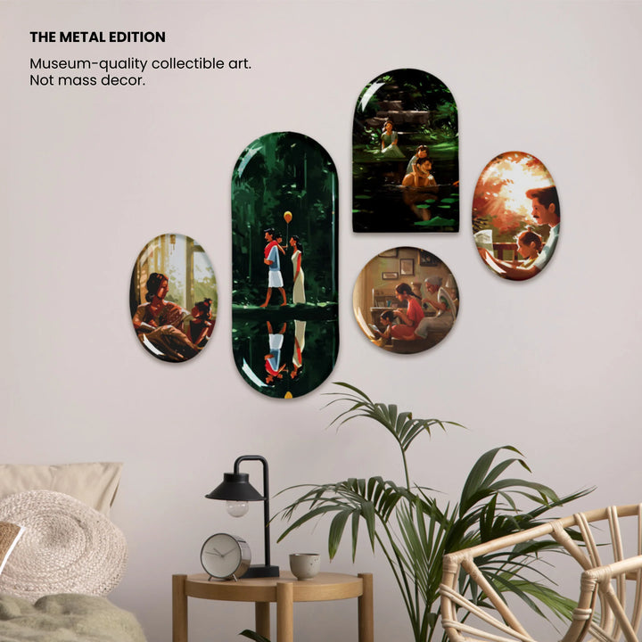 Ghar | Premium Metal Wall Art Panel | Set of 5