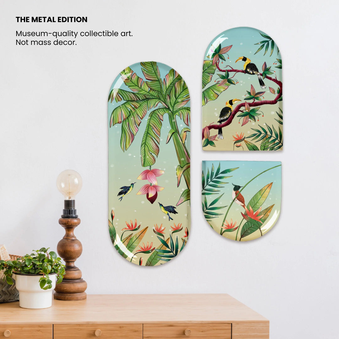 Wings of Colour | Premium Metal Wall Art Panel | Set of 3