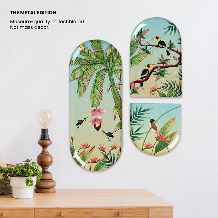 Wings of Colour | Premium Metal Wall Art Panel | Set of 3