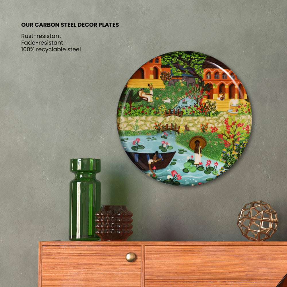 Decor plate against a green wall | home decorative items