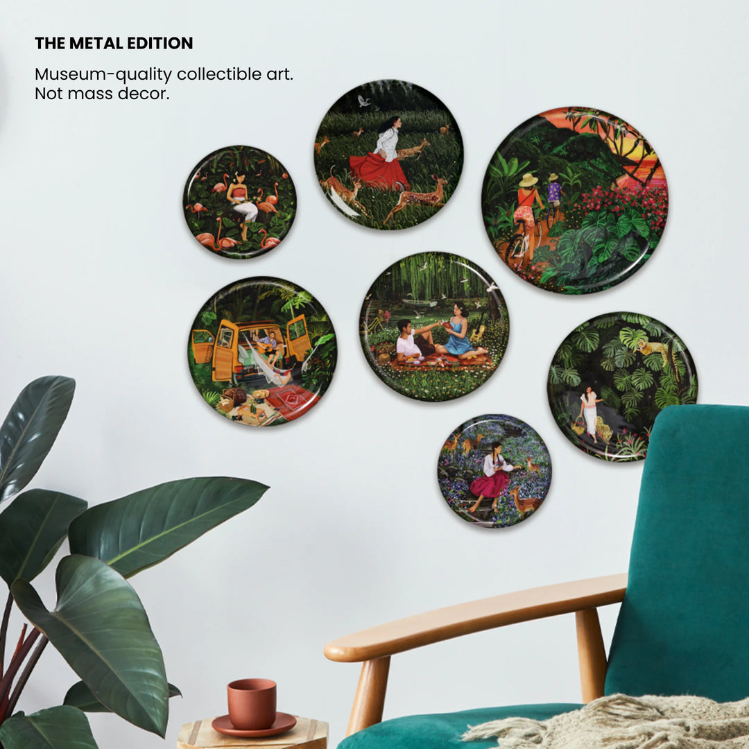 Set of circular wall art pieces - artist designed metal wall art