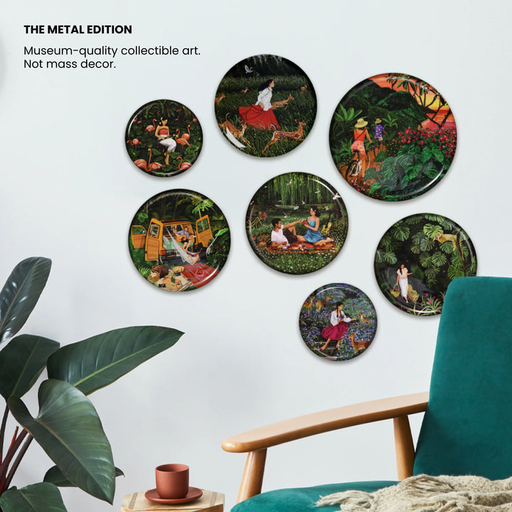 Set of circular wall art pieces - artist designed metal wall art