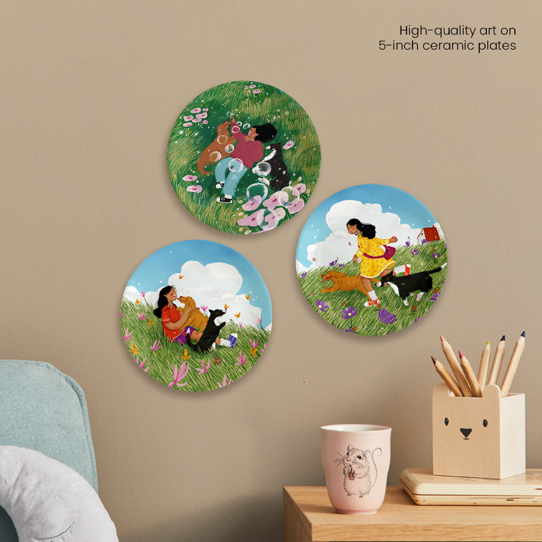 In Fields & Fur | Ceramic Decor Plates | Set of 3