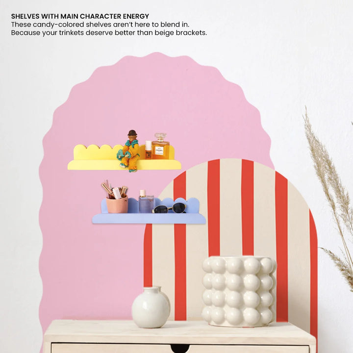 Soft Edges | Wall Accent Shelf | Set of 2 | Blue & Yellow Combo