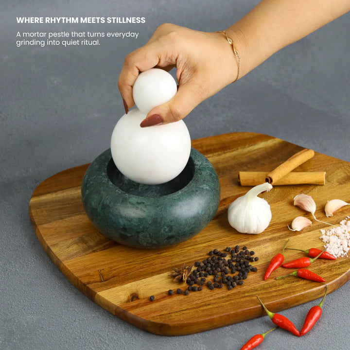 Buddh | Marble Mortar & Pestle | Artisan-Crafted