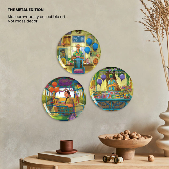 The Colourful Quirks | Premium Metal Decor | Set of 3