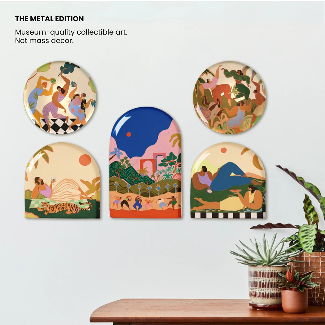 Dancing Away | Premium Metal Wall Art Panel | Set of 5