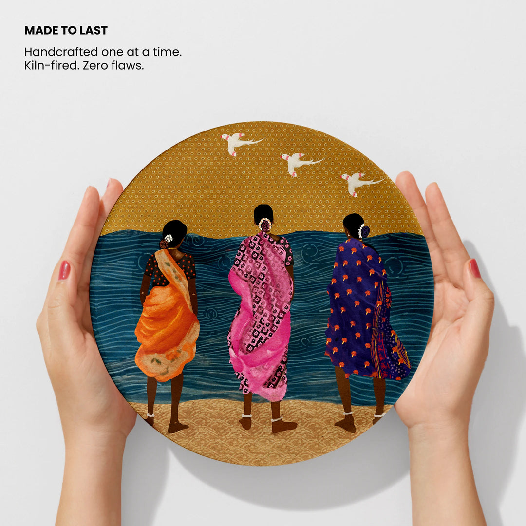 Sarees by the Sea | Ceramic Decor Plate | 10"