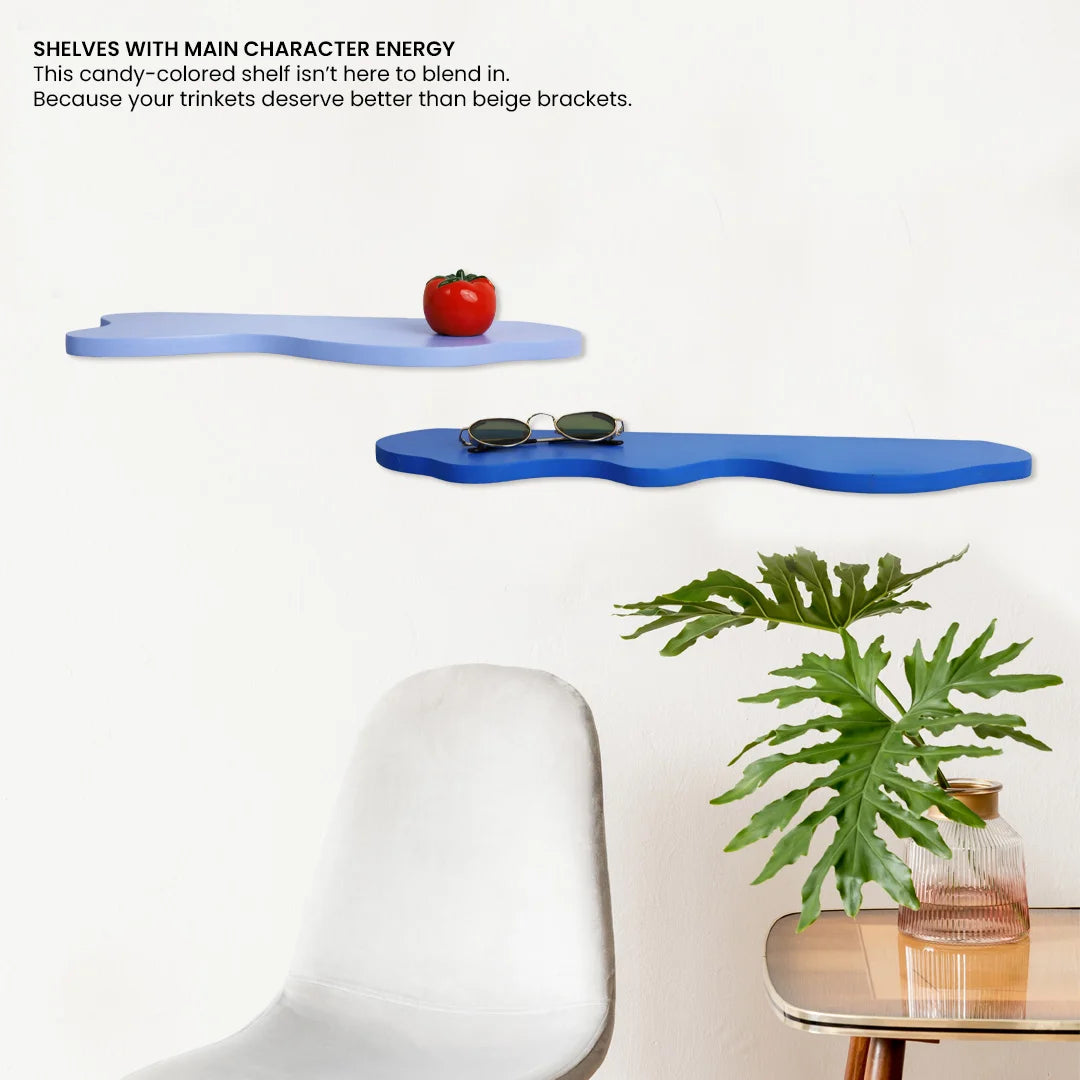 The Mood Bar | Wall Accent Shelf | Set of 4 | Sea Blue, Cornflower Blue, Blush Red & Powder Pink