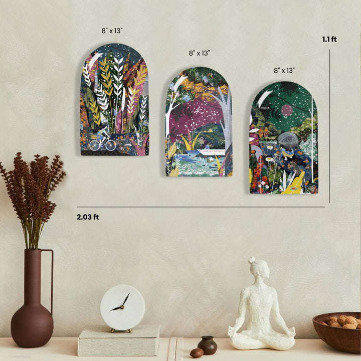 The Garden Within | Premium Metal Wall Art | Set of 3 Arches