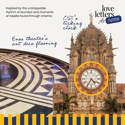 Inspiration behind the Mumbai coasters showing the CST clock & the Eros theatre floor | beverage coasters