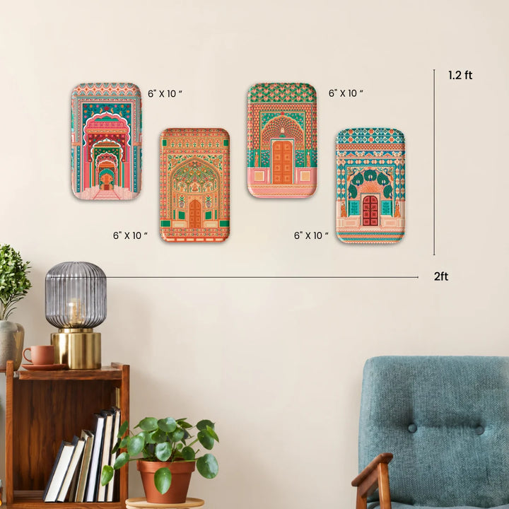 Many Doors Home | Metal Decor Plates | Set of 4