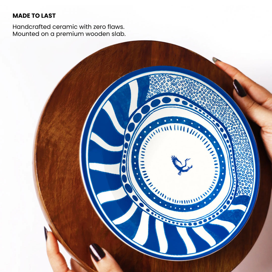 Echoes of Indigo | Luxe Ceramic Decor Plates | Set of 3