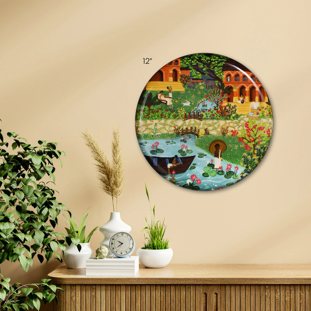 Metal decor plate against a wall | home decorative items