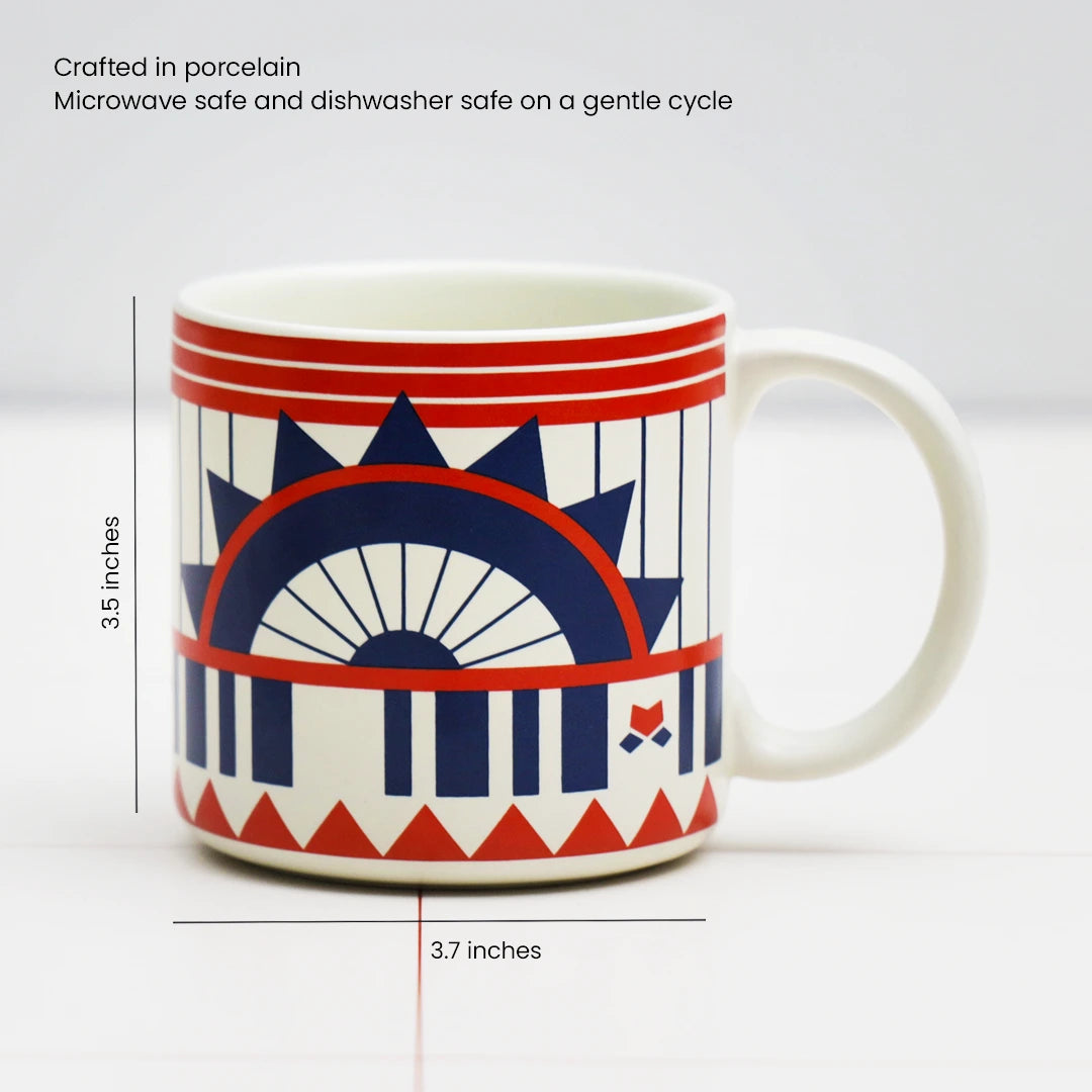 Microwave safe red and blue mug with dimensions | ceramic mugs