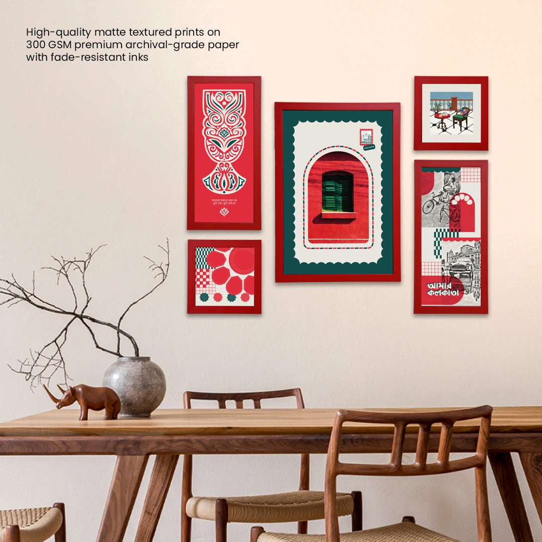 Set of 5 Kolkata inspired art print set | home decor goods