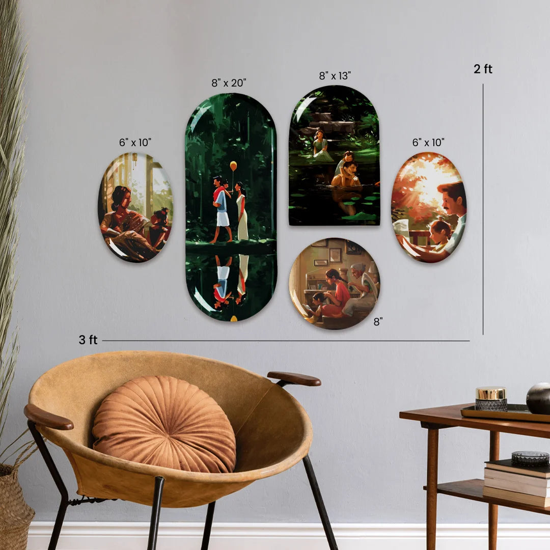 Ghar | Premium Metal Wall Art Panel | Set of 5
