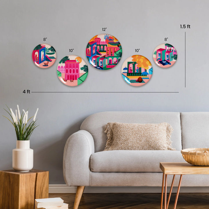 City of Pink Elegance | Premium Metal Decor | Set of 5