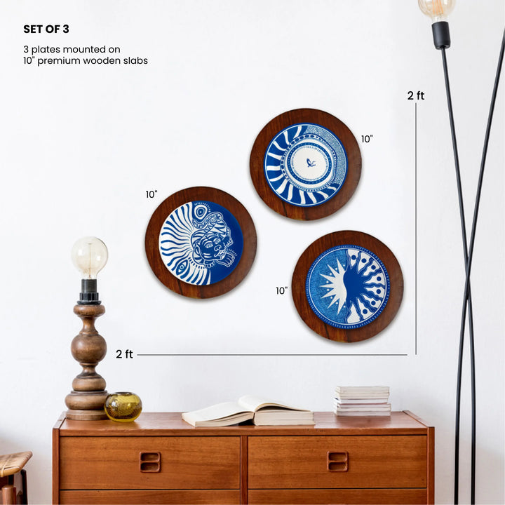 Echoes of Indigo | Luxe Ceramic Decor Plates | Set of 3