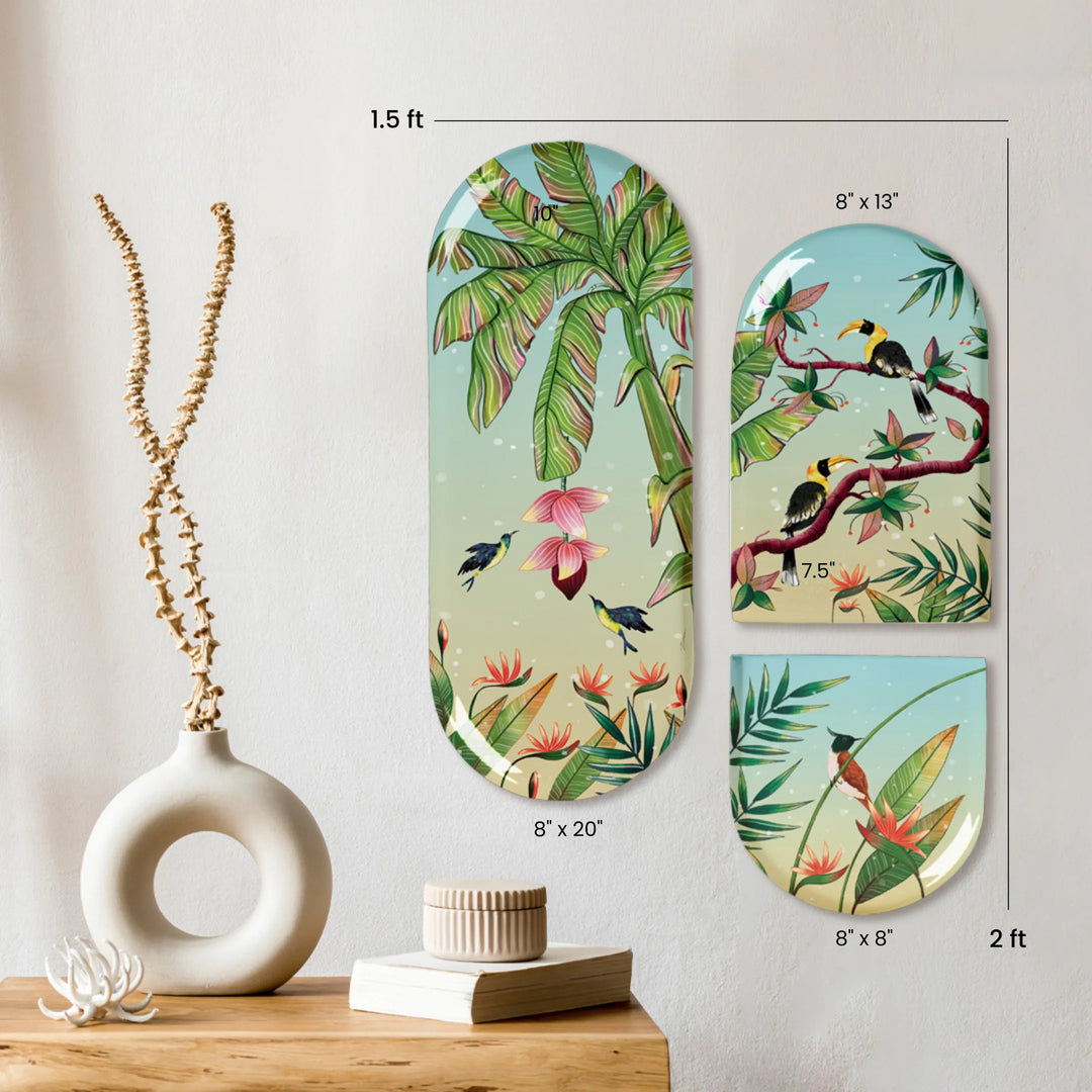 Wings of Colour | Premium Metal Wall Art Panel | Set of 3