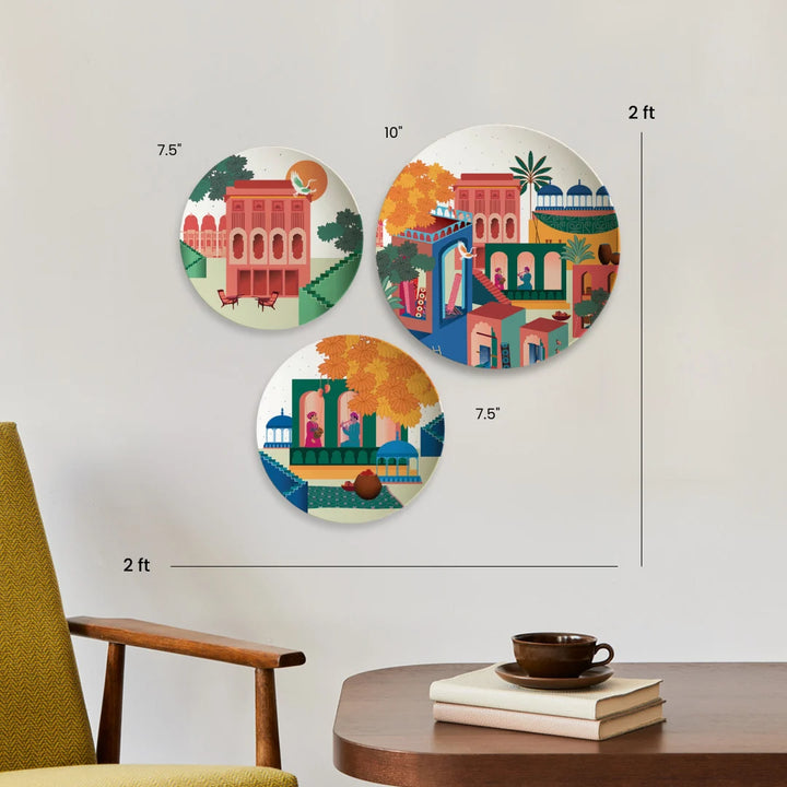 City of Pink Elegance | Premium Decor plate | Set of 3