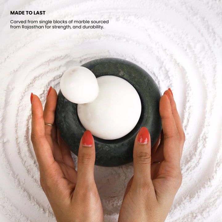Buddh | Marble Mortar & Pestle | Artisan-Crafted