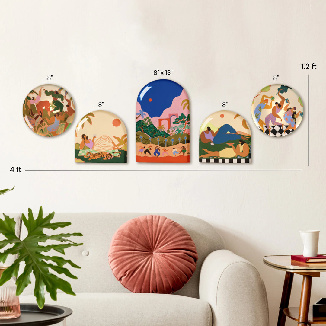 Dancing Away | Premium Metal Wall Art Panel | Set of 5