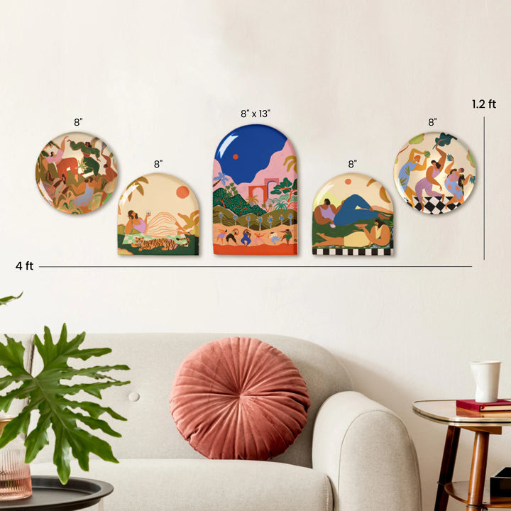 Dancing Away | Premium Metal Wall Art Panel | Set of 5