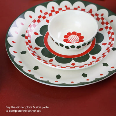 Kolkata inspired dinner set with dinner plate, side plate and ceramic bowl