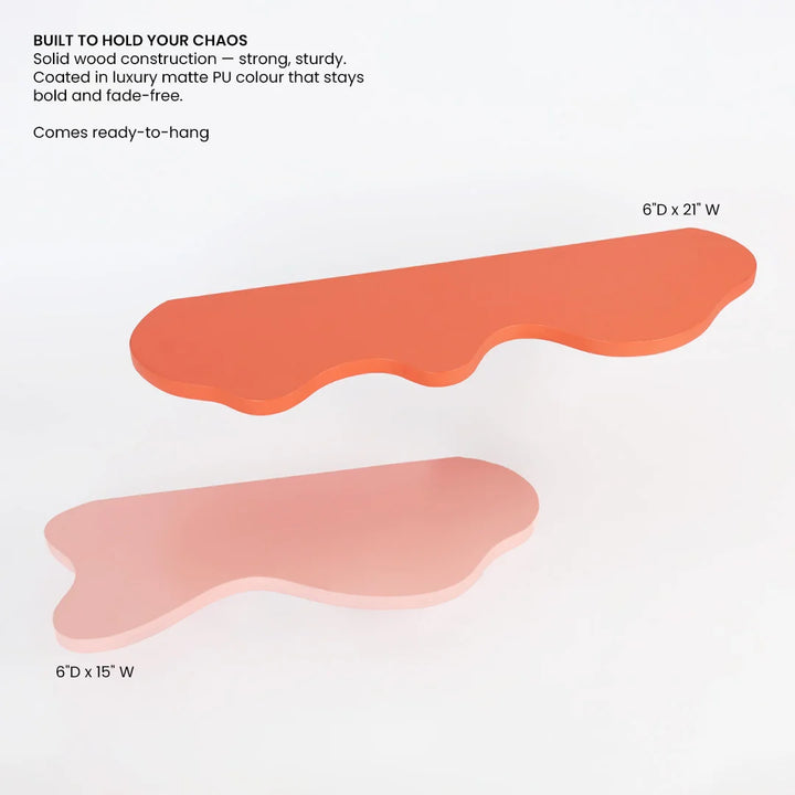 The Mood Bar | Wall Accent Shelf | Set of 4 | Sea Blue, Cornflower Blue, Blush Red & Powder Pink