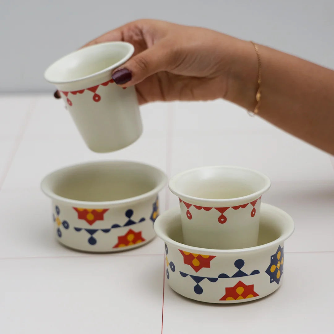 Chennai inspired dabra set for filter coffee | ceramic mug set