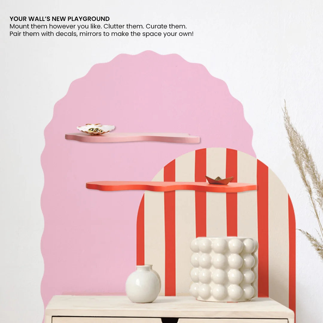 The Mood Bar | Wall Accent Shelf | Set of 4 | Sea Blue, Cornflower Blue, Blush Red & Powder Pink