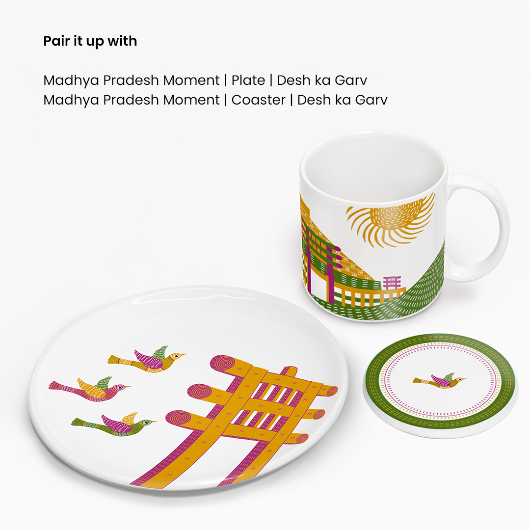 Gond Inspired collection | beverage coasters | Ceramic Mugs | plate set