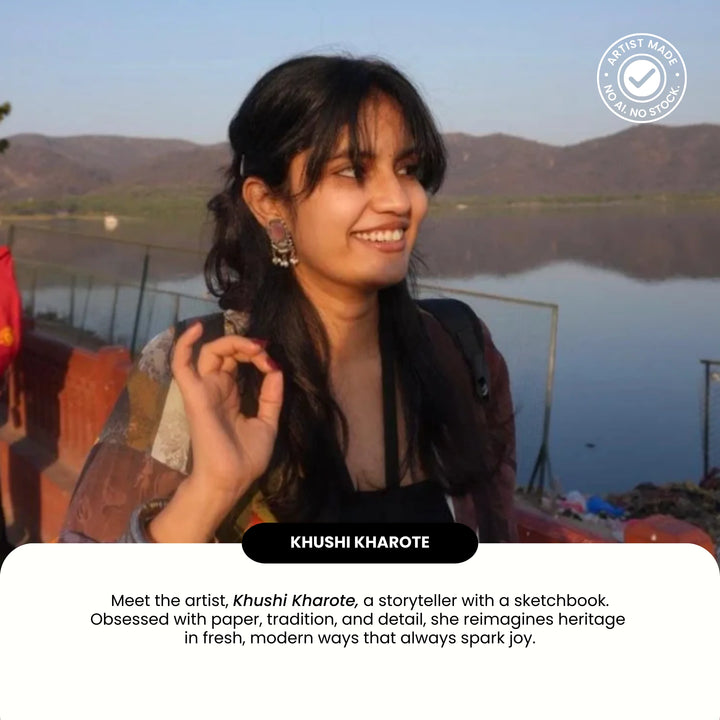 Information about artist Khushi Kharote who has designed the wall plates set