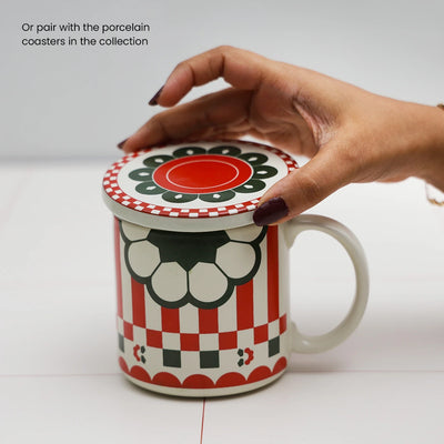 Kolkata inspired ceramic mug paired with beverage coaster