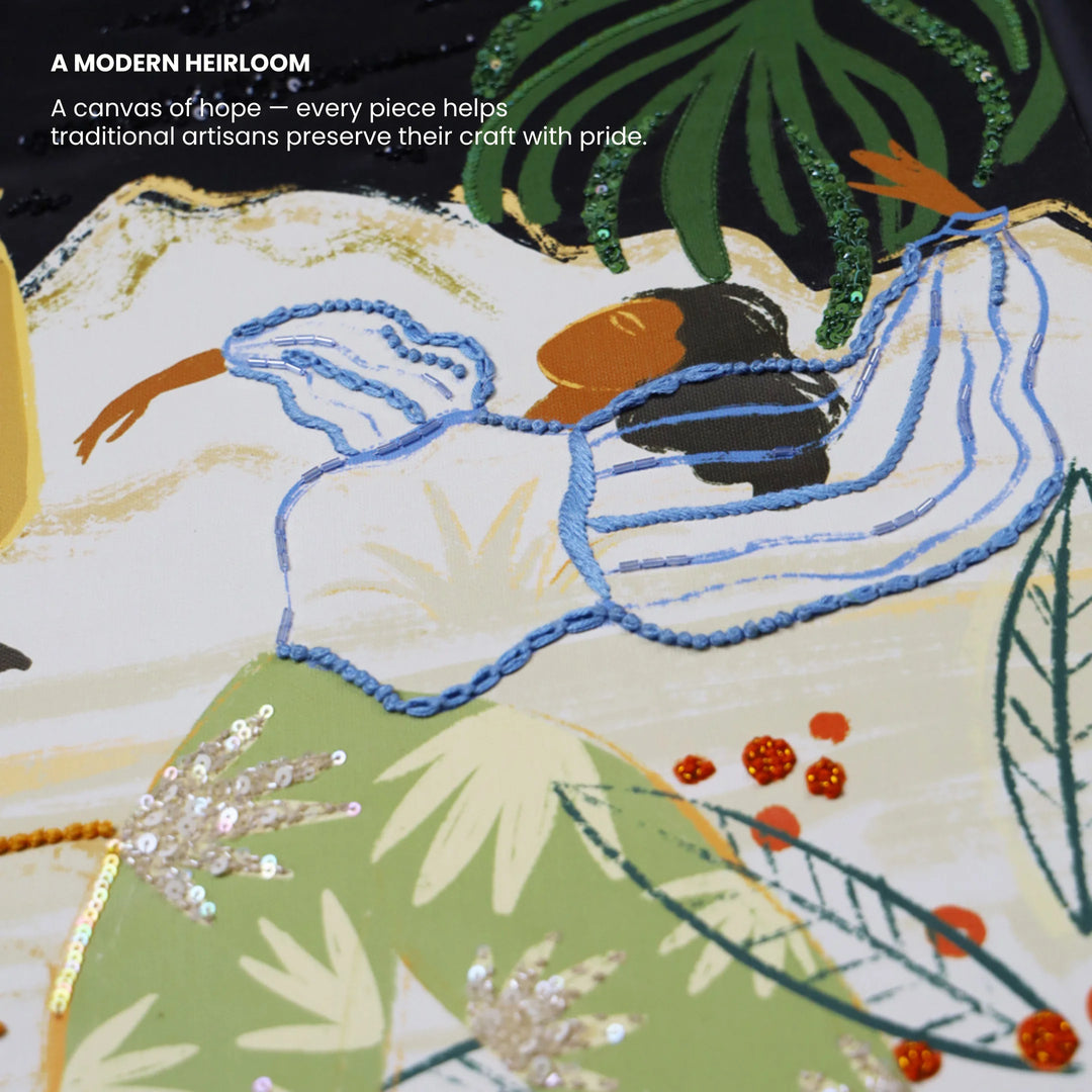 The Dance of Becoming | Embroidered Canvas