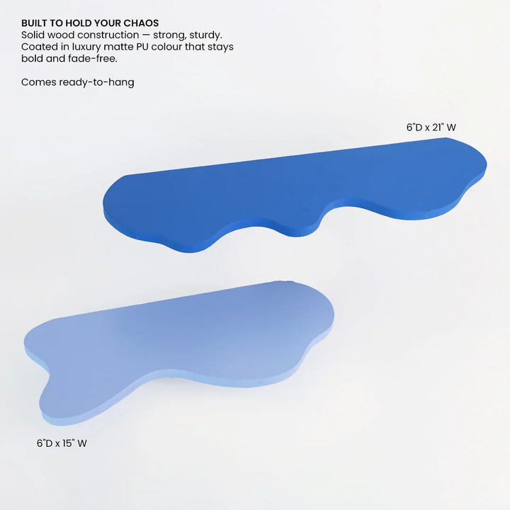 The Mood Bar | Wall Accent Shelf | Set of 4 | Sea Blue, Cornflower Blue, Blush Red & Powder Pink