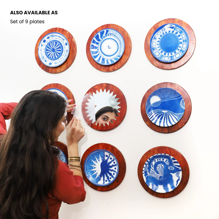 Echoes of Indigo | Luxe Ceramic Decor Plates | Set of 3