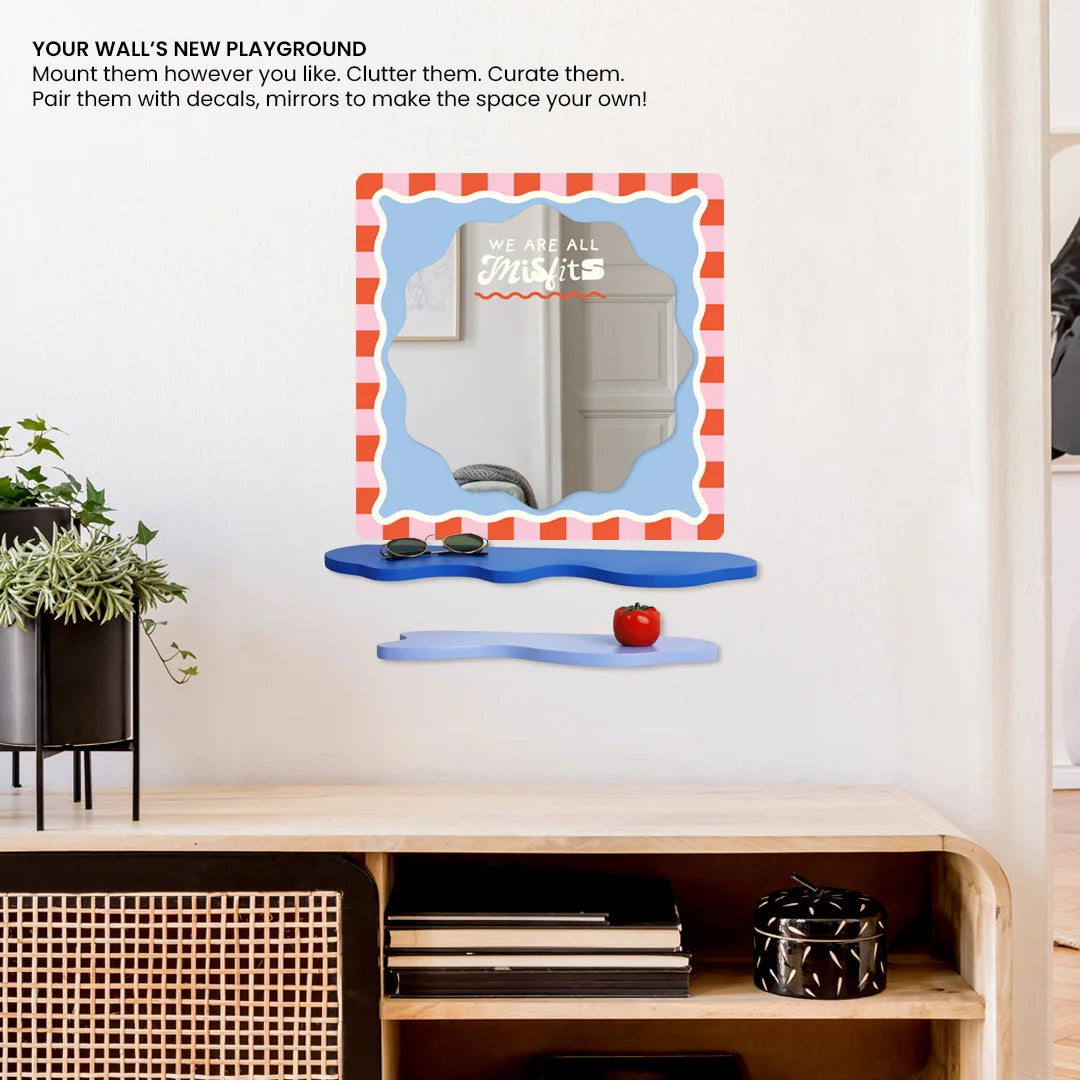 The Mood Bar | Wall Accent Shelf | Set of 4 | Sea Blue, Cornflower Blue, Blush Red & Powder Pink