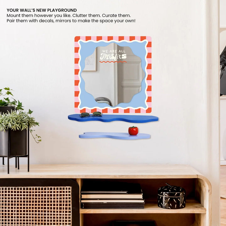 The Mood Bar | Wall Accent Shelf | Set of 4 | Sea Blue, Cornflower Blue, Blush Red & Powder Pink