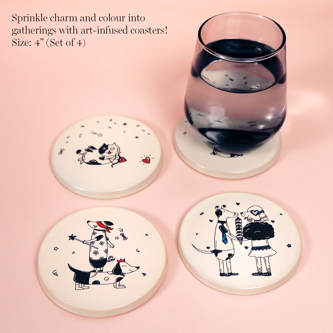 Whisker Whimsy Porcelain Coasters | Set of 4