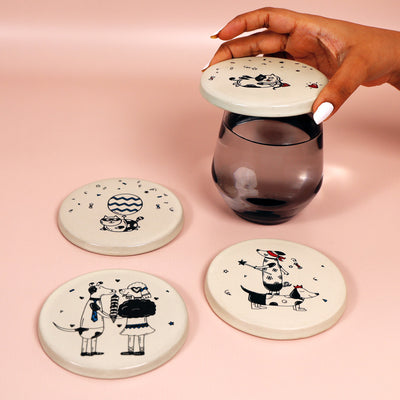 Ceramic beverage coasters for animal lovers 